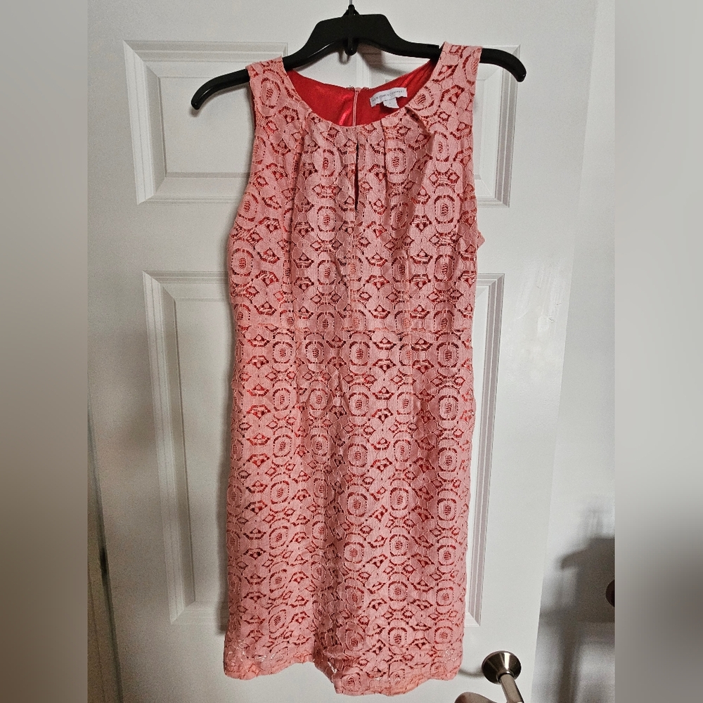 New York & Company Coral Lace Midi Dress
